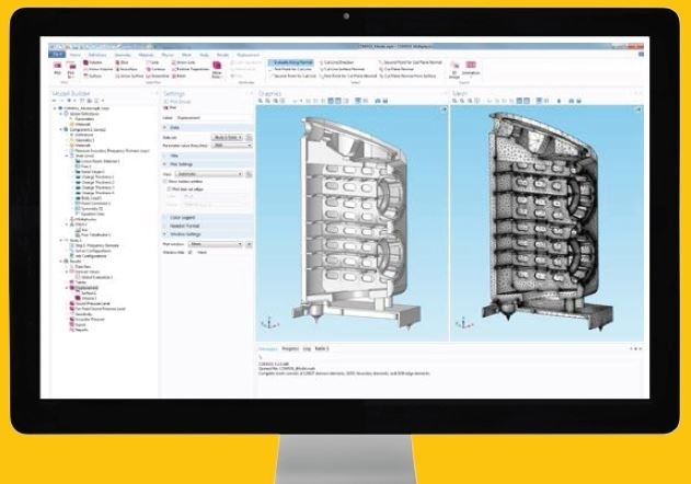 Geometry and mesh of the loudspeaker in the COMSOL GUI