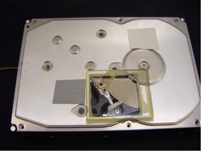 Window in HDD cover.