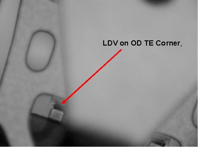 LDV on trailing edge corner (outside diameter).