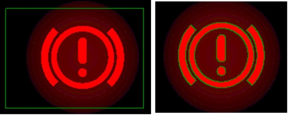Comparison of static POI manually drawn in the software and Auto-POI (Automatic Points of Interest) adapted to an object based on color tolerances.