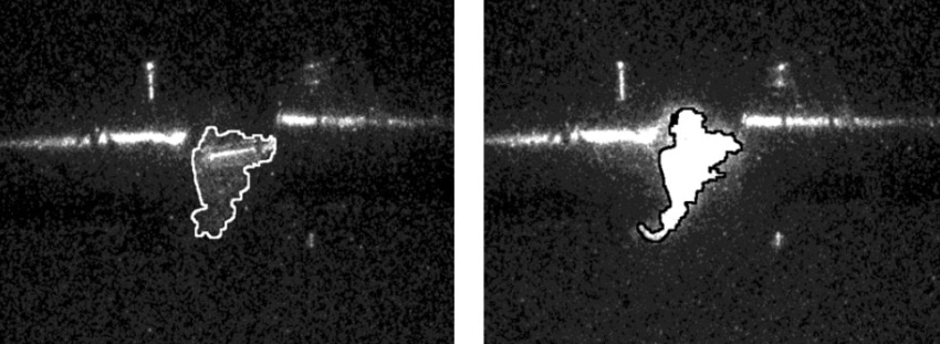 Electromagnetic pulse welding of two aluminum sheets with (left) and without (right) inert gas atmosphere.