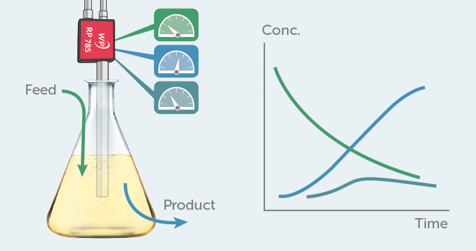 Raman can be used in a bioprocess to monitor several compounds in parallel, providing direct chemical information in real time.