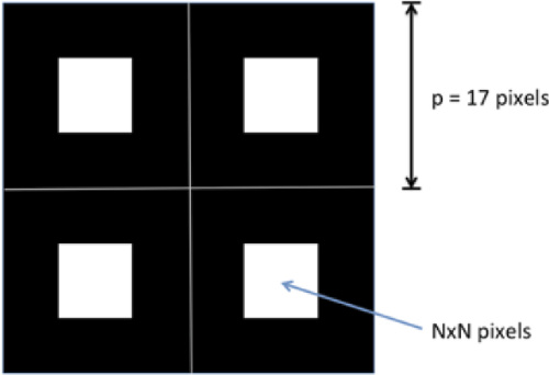 Subset of the pinhole screen formed by a periodic array of transparent squares.