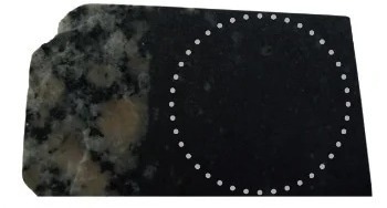 Pseudotachylite sample with analyzed area
