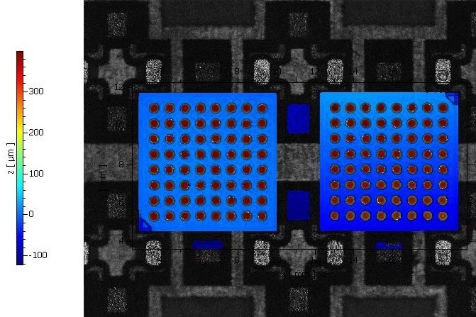 Ball grid array (BGA) bump areal measurement with large field of view.