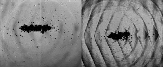 Shockwave in gel created with sonosensitizer imaged at 500.000 fps