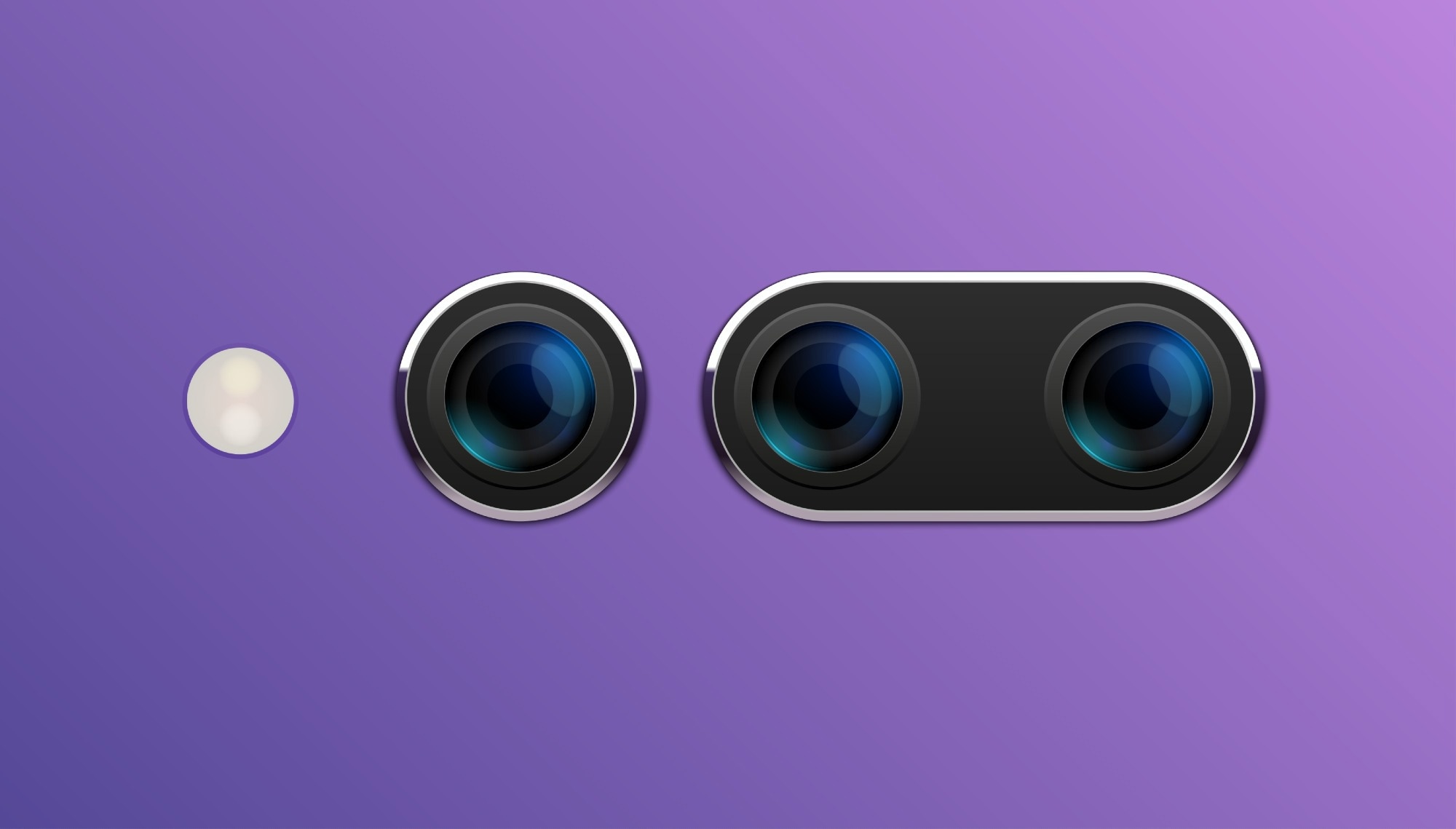 Camera phone lens mobile 3d vector icon.
