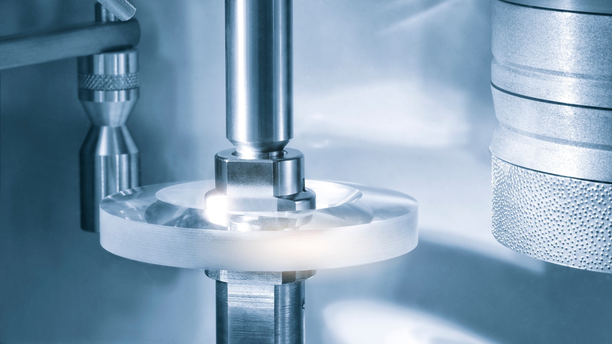 Lens manufacturing in modern laboratory.