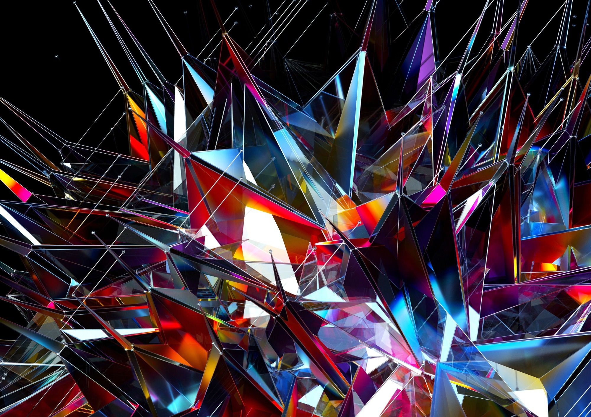 A 3D render of an abstract crystallized background