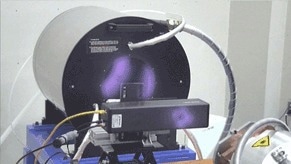 Spiricon’s BeamWatch<sup>®</sup> in the forefront and Ophir’s 100 kW Power Measurement System in the background measuring a 100 kW fiber laser