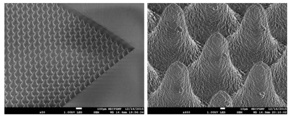 Super hydrophobic surface created using USP