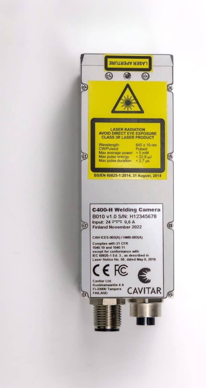 Cavitar Welding Camera C400 Warning Label