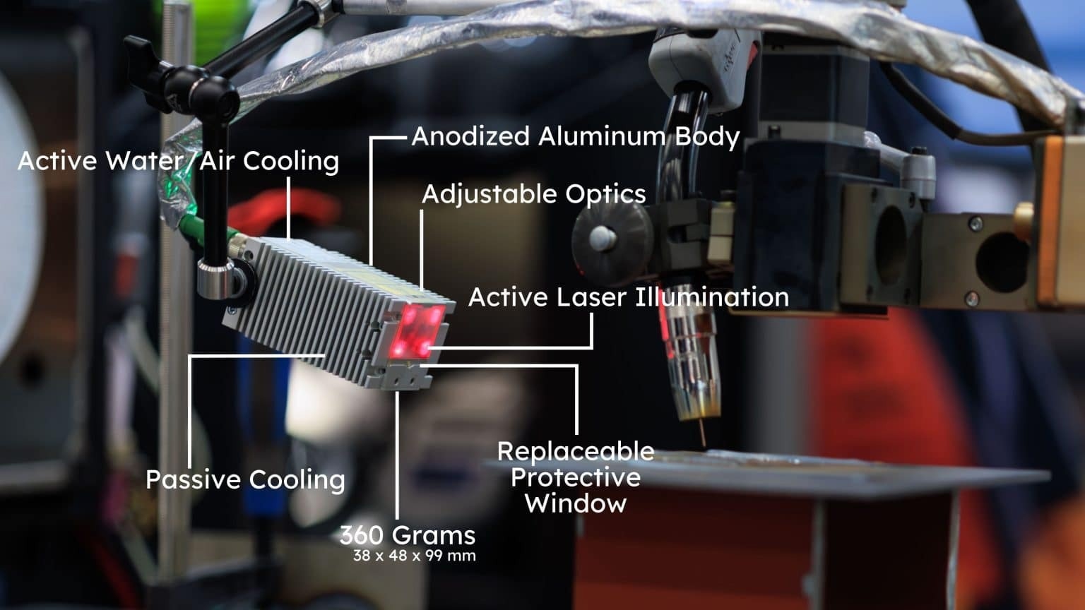 Laser provided by Cavitar Welding Cameras, weighing 360 g.