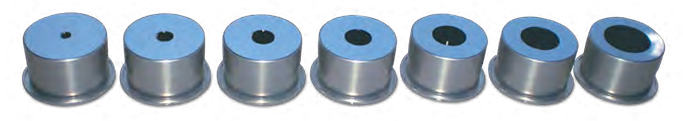 Cassettes of various apertures for small and large samples.
