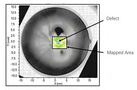 Results of a mapping of an inclusion in a glass sample.