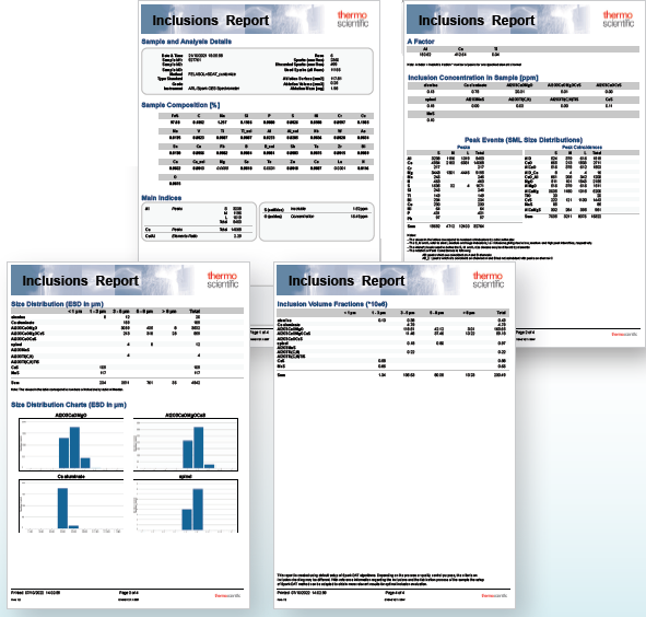 Example of an inclusion analysis report of a low alloy steel sample measured with Advanced Inclusion Analysis method.