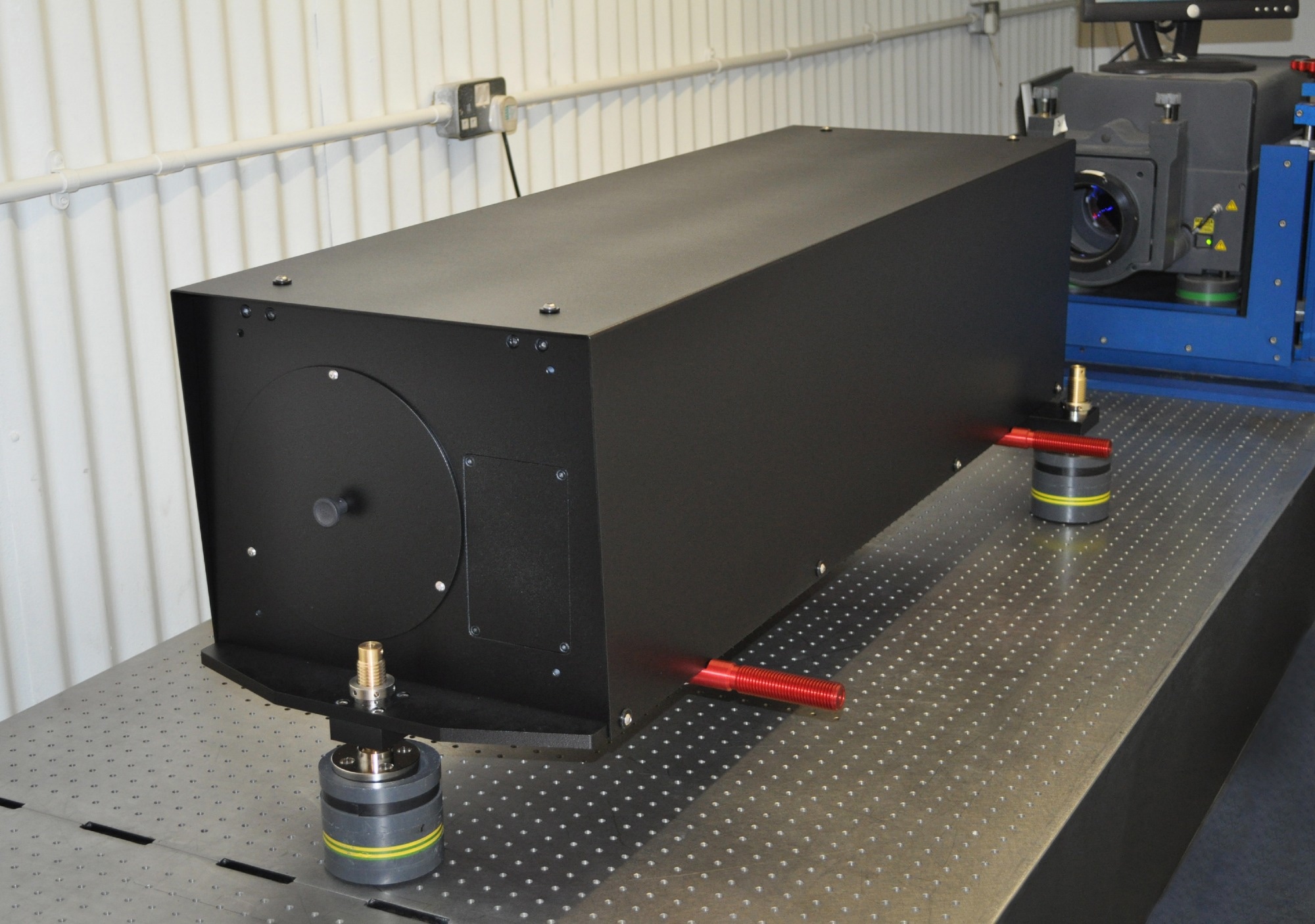 250mm aperture beam collimator system (1.5m focal length) fully assembled on an optical table.