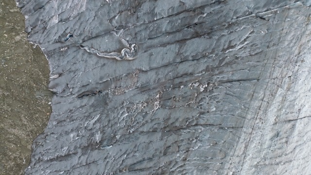 Drone view of crevasses on Gornergletscher.