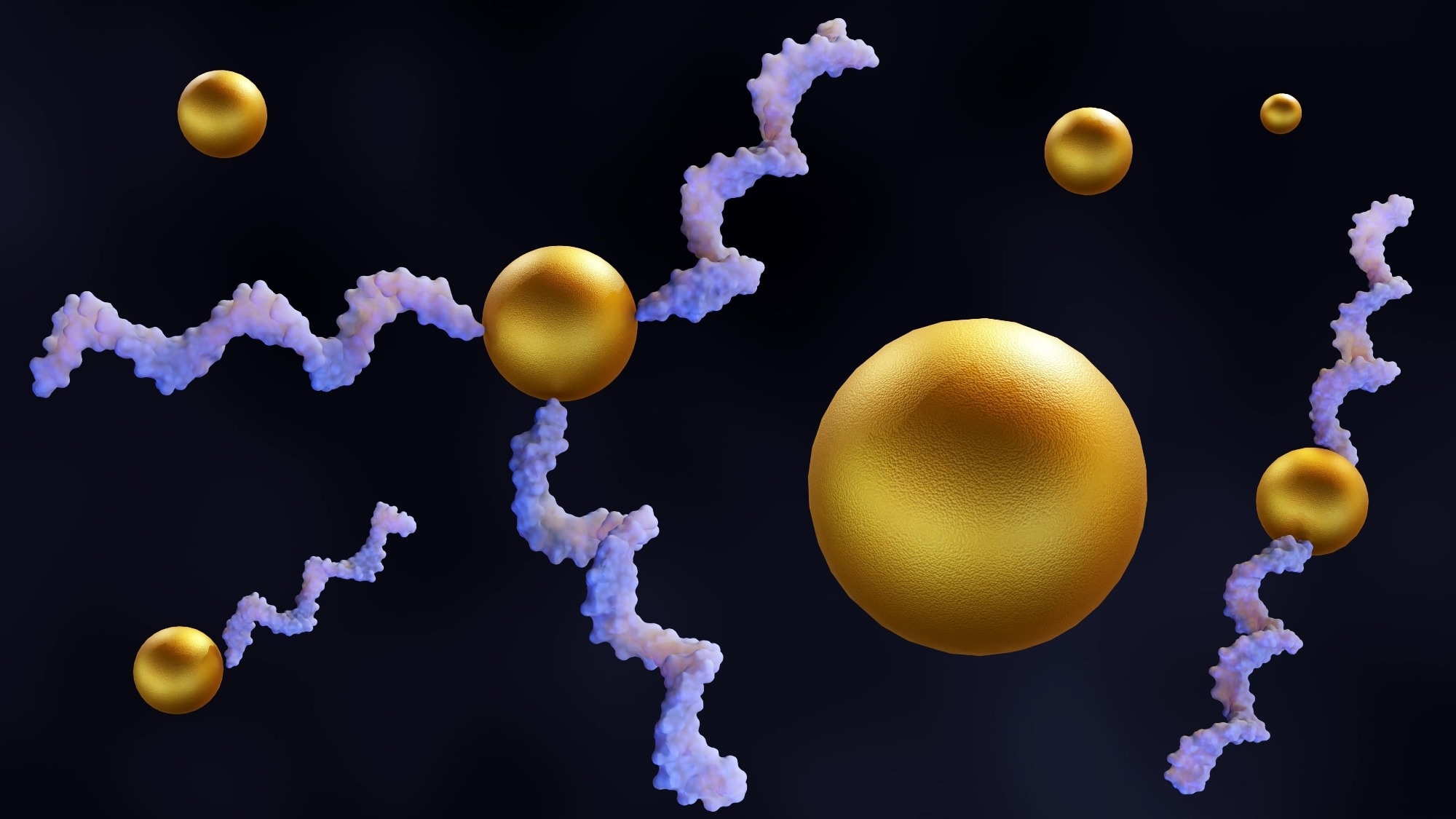 A rendering of gold nanoparticles