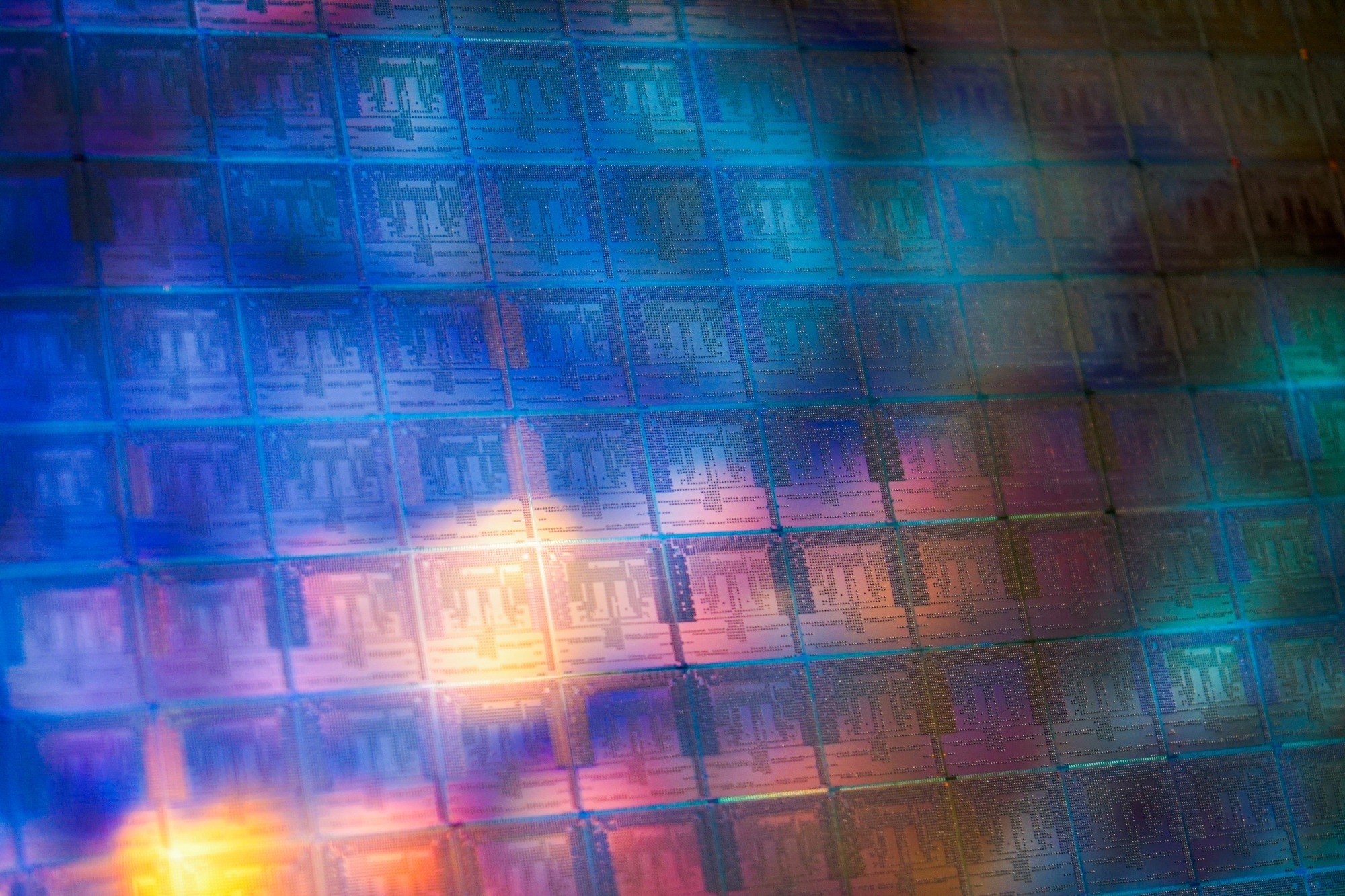 A close up of a silicon wafer