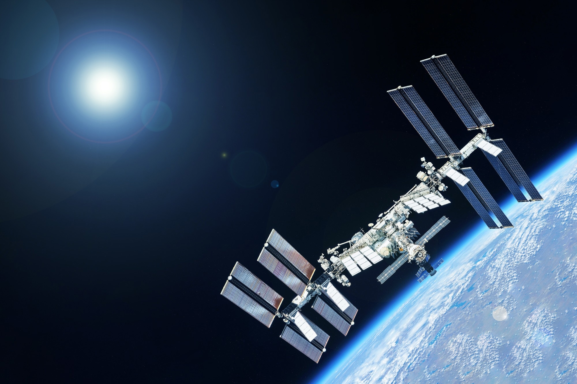 ISS against the backdrop of Earth