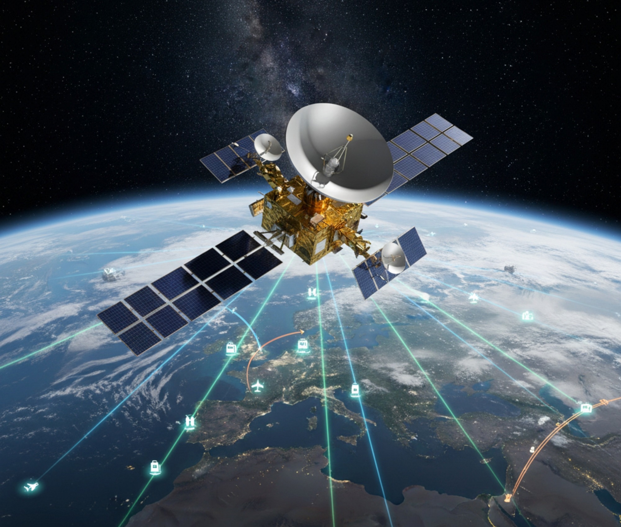 Satellite orbiting above earth