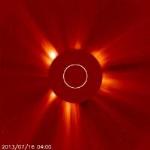 Solar and Heliospheric Observatory Captures Image of Earth-Directed Coronal Mass Ejection