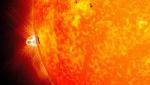 Giant Sunspot Appears Over the Sun's Horizon